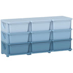 Qaba 3 Tier Kids Storage Unit, Toy Organizers and Storage with 9 Drawer Chest for Kids Bedroom Nursery Kindergarten Living Ro