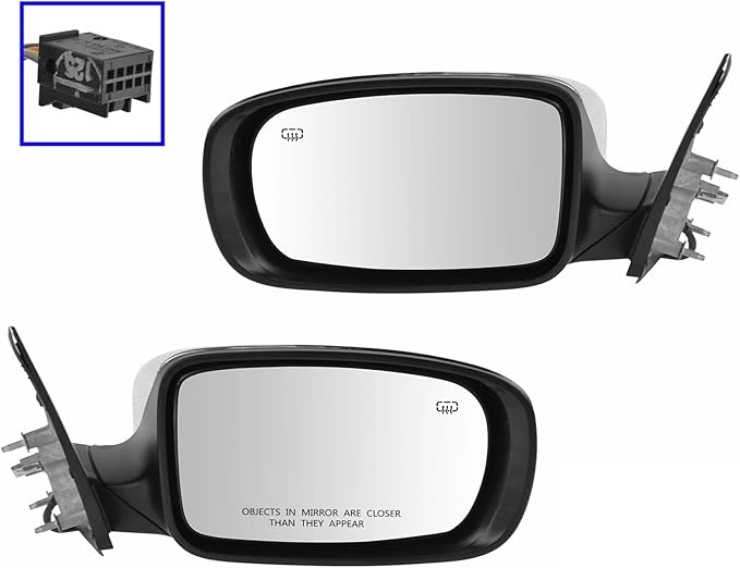 TRQ 2 Piece Driver and Passenger Side Mirror Assembly Set Electric Adjustment Heated No Memory Chrome Compatible with 2011-20