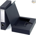 HUA JIE 2 Pack A4 Storage File Boxes Archives Case,65mm Spine,Box File Document Storage Box with Metal Clip for Office School