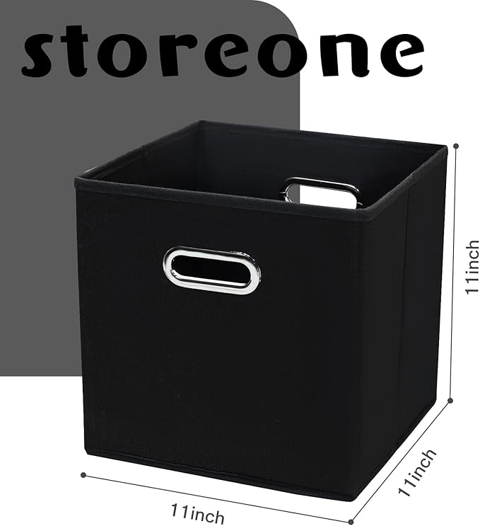 STOREONE Fabric Storage Bins Cubes Baskets Containers-(11X11X11) with Dual Handles Cube Storage Organizer Bins for Shelf Clos