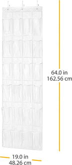 Whitmor 24 Pocket OTD Shoe Organizer Clear