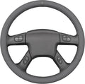 MEWANT Hand Stitched Steering Wheel Cover for Chevy Silverado 1500 2003-2006 DIY Gray Faux Leather Steering Wheel Wrap