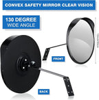 2 Pieces Acrylic Convex Mirror 12 Inch Outdoor Security Corner Mirror with Adjustable Fixing Bracket Clear Safety Mirrors for Driveway Parking Garage Warehouse Indoor Blind Spot