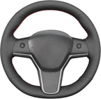 MEWANT Tesla Hand Stitched Steering Wheel Cover for Model 3/Y Accessories