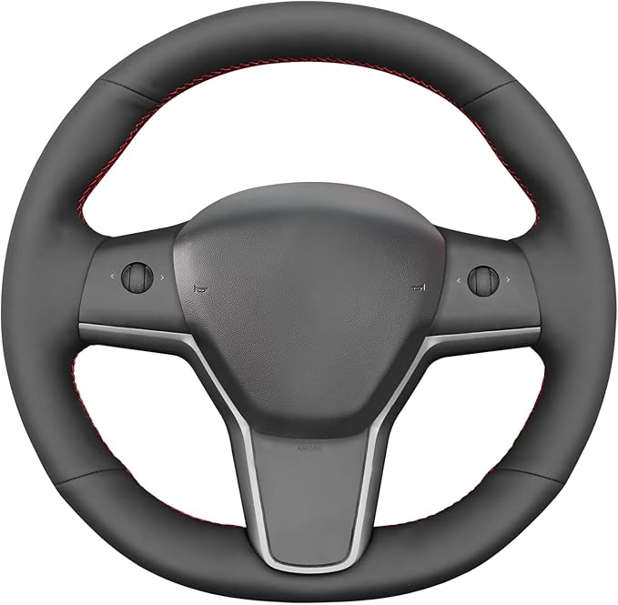 MEWANT Tesla Hand Stitched Steering Wheel Cover for Model 3/Y Accessories