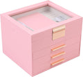 BOOVO Clear Lid Jewelry Box,4 Layers Jewelry Organizer Large Jewelry Storage Box with 3 Drawers,Jewelry Holder Organzier of R