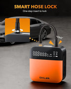 OXILAM C2 Tire Inflator Portable Air Compressor - 150PSI 4X Faster Air Pump for Car Tires with Tire Pressure Gauge, 12V Car Power Adapter, For Cars, Motorcycles, Bikes, Balls and More