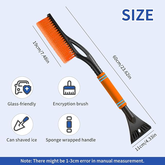 26.7" Snow Brush & Ice Scraper for Car Windshield, 2 in 1 Snow Brush with Squeegee, Detachable Snow Removal Tool with Comfortable Ergonomic Foam Grip for Cars, Suvs, Trucks, RVs
