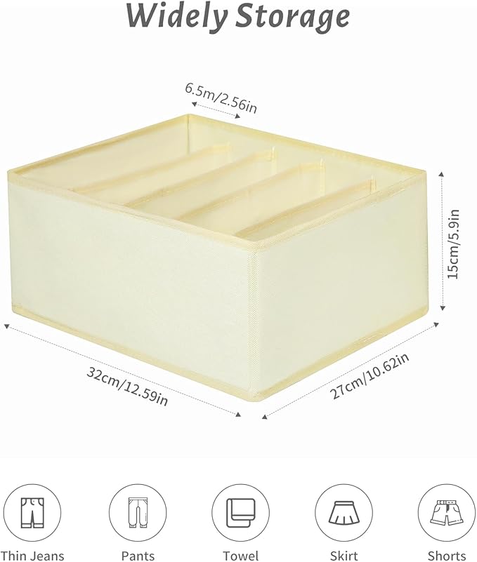 Jeans Drawer Organizers for Clothing, 5 Compartment Wardrobe Storage Box, Washable Clothes Organizer for Folded Clothes, Jean