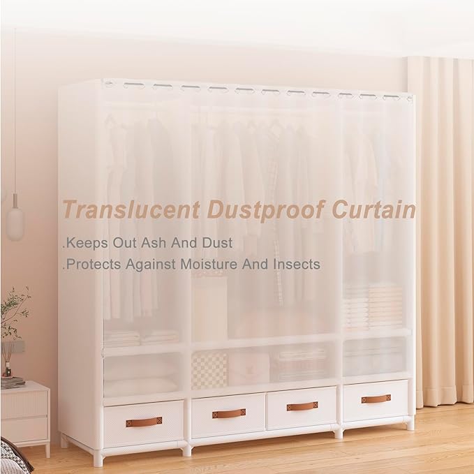 Portable Closet,Portable Closets for Hanging Clothes,Japanese Style Wardrobe with 1 Hanging Rods,2 Storage Shelves,27.5" L x 