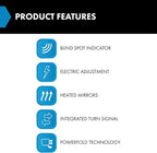 TRQ Driver and Passenger Side Power Heated Mirror Set Smooth Black Textured Compatible with 2020-2022 Kia Telluride KI1320241