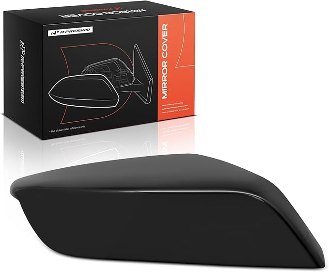 A-Premium Passenger Side Rearview Mirror Cover Cap - Compatible with Chevy Chevrolet Malibu 2016 2017 2018 2019 2020 2021 2022 2023 2024 2025 - Smooth Black
