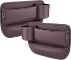 2-Pack car seat Gap Filler Organizer with Cup Holder,Car Leather Cup Holder Gap Organizer,Built-in Beverage Holder (12in x7.9in), for Keys/Phone/Sunglasses, Car Seat Organizer (Brown)