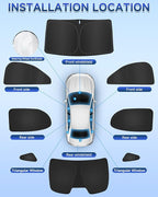 8PCS Window Shades for Honda Civic(2022-2025) Accessories – Full Coverage Sun Shade for Side Windows, Rear Triangular & Windshield – UV Protection & Privacy for Camping, Napping, Relaxing