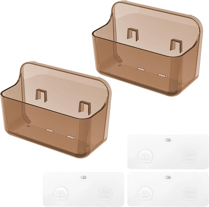 Diesisa 2pc Acrylic Wall Mount Organizer, Adhesive Cabinet Door Organizer,Acrylic Bathroom Shelves for Wall,No Drilling Hang 