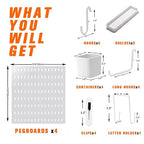 Peg Board Combination Kit, 4 Pegboards with 20 Accessories, Pegboard Wall Organizer for Office, Nursery & Home Storage, Key H