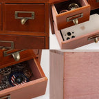 Apothecary Drawers Wooden Storage Box with 6 Drawers Vintage Countertop Wooden Drawers Apothecary Cabinet Library Card Catalo