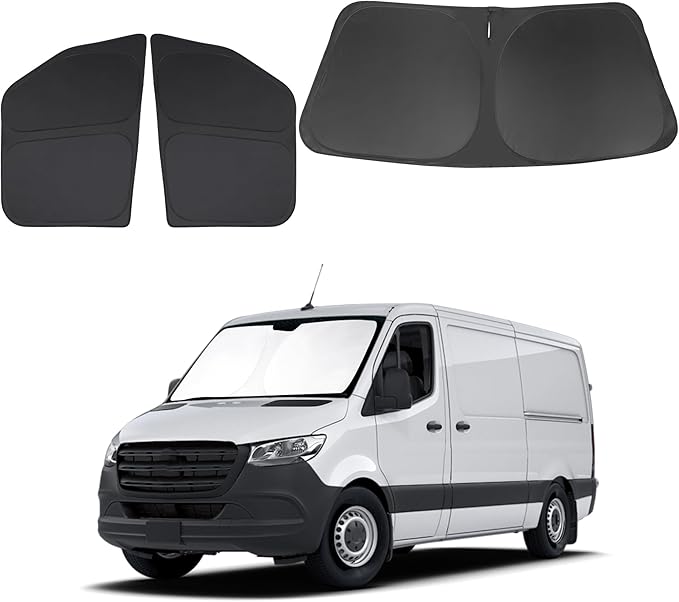 TINGLU Window Shades for Freightliner/Mercedes Benz Sprinter 1500 2500 3500 4500 2007-2026 Accessories Car Side Windshield Sun Shade Sun UV Rays & Privacy Protection for Camping 3PCS