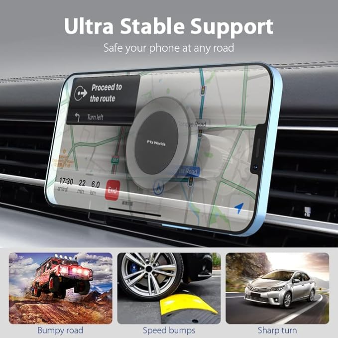 Magnetic Phone Holder for Car - Metal Hook, Compatible with iPhone, Easy Installation, Secure Hold, 360 Rotation, 20-Day Satisfaction Guarantee