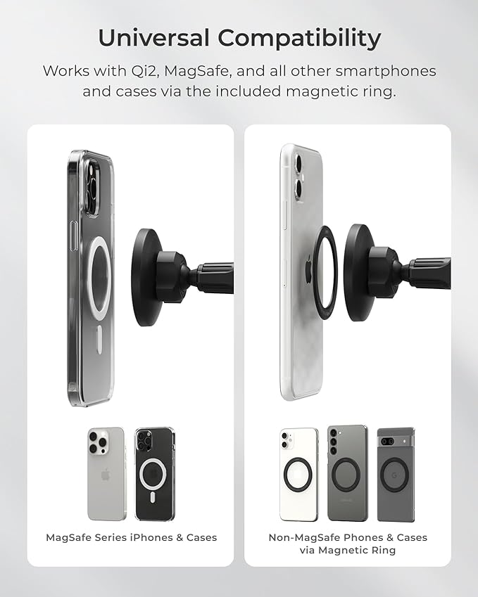 iOttie iTap 3 Magnetic Air Vent Car Mount Phone Holder with Magnetic Ring Adapter. Compatible with iPhone, Samsung Galaxy, Google Pixel, Huawei, LG, and All Qi Compatible Smartphones