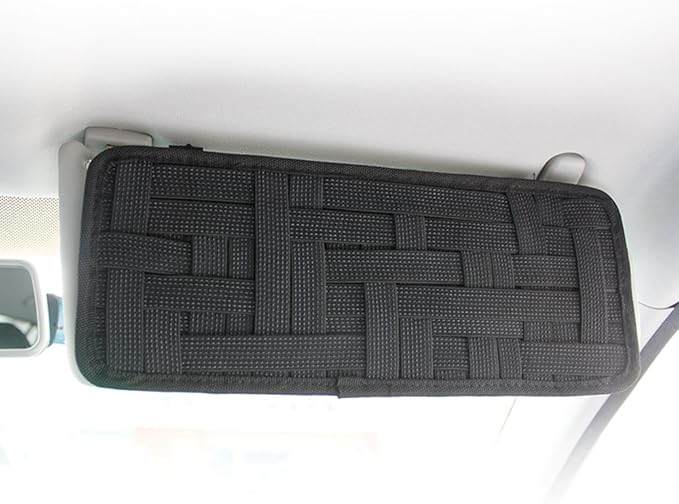 SourceTon 2 Packs Car Sun Visor Organizer, Car Visor Storage Anti-Slip Elastic Woven Board for Sunglass Holder Parking Fuel Card Digital Accessories