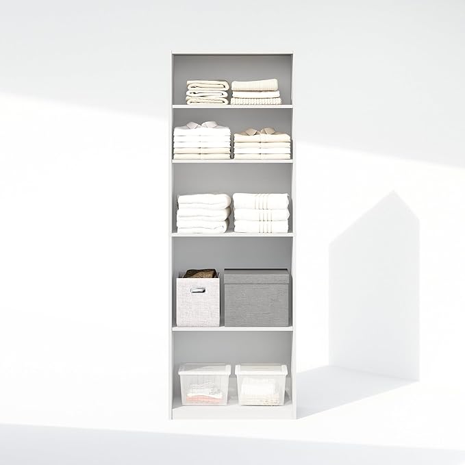 Furinno Reed Closet Organizers and Storage, 5-Tier Closet Organizer, Open Shelf Closet Storage, for Wardrobe, Bedroom, Living