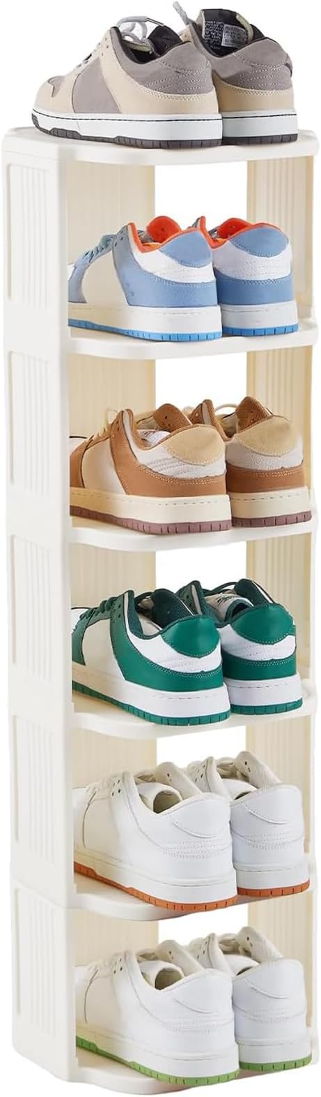 Vertical Shoe Rack, 6 Tiers Stackable Shoe Rack for Closet, Tall Standing Shoe Organizer, Small Shoe Shelf for Narrow Places 