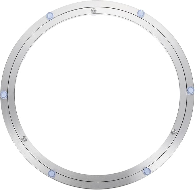 uxcell Aluminium Lazy Susan Turntable Bearing, 14 inch Round Rotating Bearing Turntable Base for Kitchen Dining Table（Base On