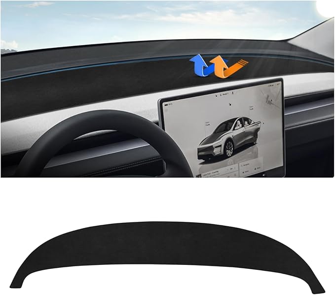 Autorder Dashboard Cover Mat for Tesla Model Y 2025 2026 Accessories Dash Cover Upgrade Flannel Dash Mat Sunshade Glare UV Ra