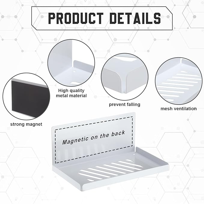 Therwen 4 Pack Magnetic Pegboard Shelves Wall Organizer Metal Pegboard Shelf Steel Tray Accessories Organizing Tools for Craf