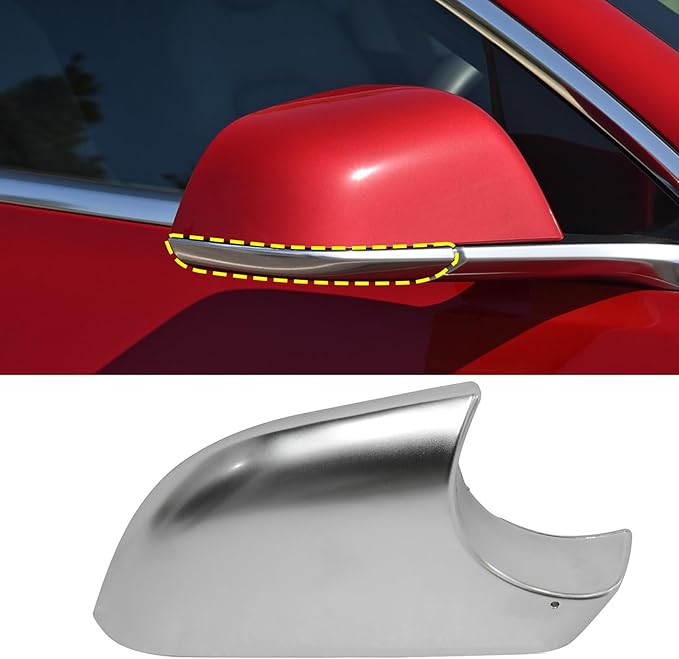 Jaronx Compatible With Tesla Model 3 Mirror Bottom Cover 2017-2025, Chrome Right Passenger Side Door Wing Rearview Mirror Lower Base Cover, For Tesla Model 3 Accessories(Right)