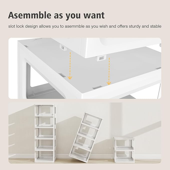 SEE SPRING 5-Tier Stackable Shoe Rack Organizer – Plastic Shoe Storage Shelf for Entryway, Closet, Bedroom – Holds Size 13 Sh