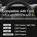 West Llama Customized Auto Car Steering Wheel Cover for Ford F-150, F-250, F-350, Expedition(Diamond Quilted - Black+Blue)