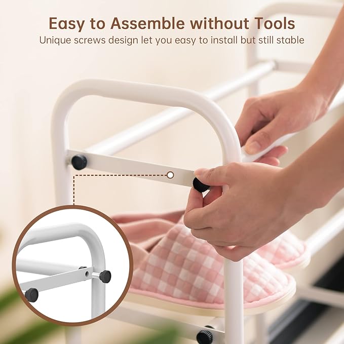 Gonfoam 2-Tier Expandable Shoe Rack,Adjustable Shoe Shelf Storage Organizer Heavy Duty Metal Free Standing Shoe Rack for Entr