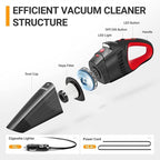 AstroAI Car Vacuum Cleaner, Portable Handheld Vacuum and Car Accessories, 16.4 Ft Cord-12V DC Power, LED Light, w/3 Attachmen