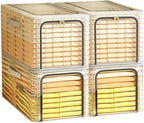 byg 56L Closet Organizer Storage Bin Waterproof Ttansparent Storage Bins Stackable Foldable Steel Frame storage Boxes for Com