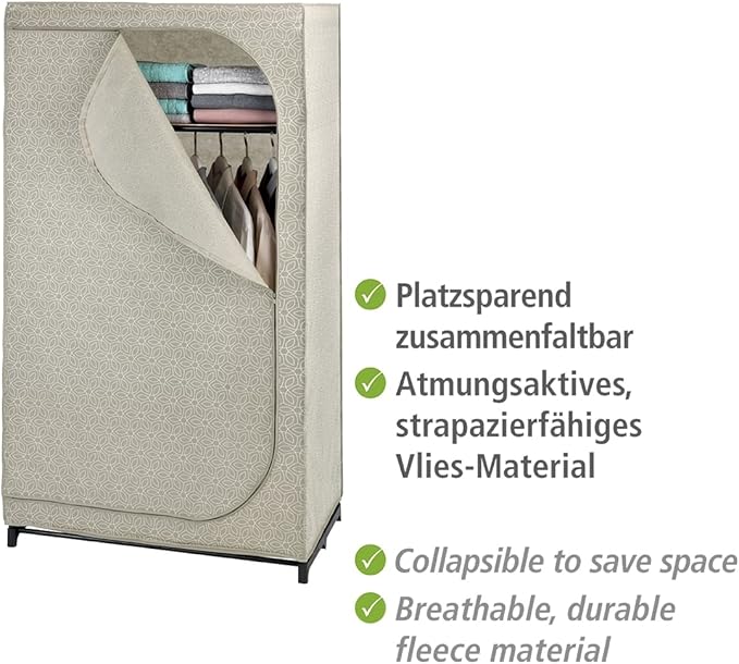 WENKO Balance 64511100 Wardrobe with Shelf Mobile Wardrobe 90 x 160 x 50 cm Beige