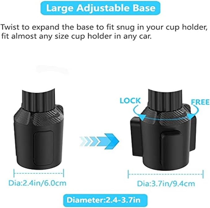 Kelofam Larger Cup Holder Tray, 10 inch Car Food Tray for Eating, Detachable 3 in 1 Car Cup Holder Expander and 360° Rotating