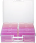 novelinks Transparent 4" x 6" Photo Cases and Clear Craft Keeper with Handle, 16 Inner Photo Organizers & Photo Storage Box, 