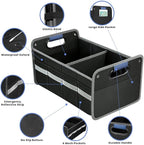 Car Trunk Organizer for SUV, Car Storage Organizer Reinforced Handles, Collapsible Multi-Compartment Foldable and Waterproof