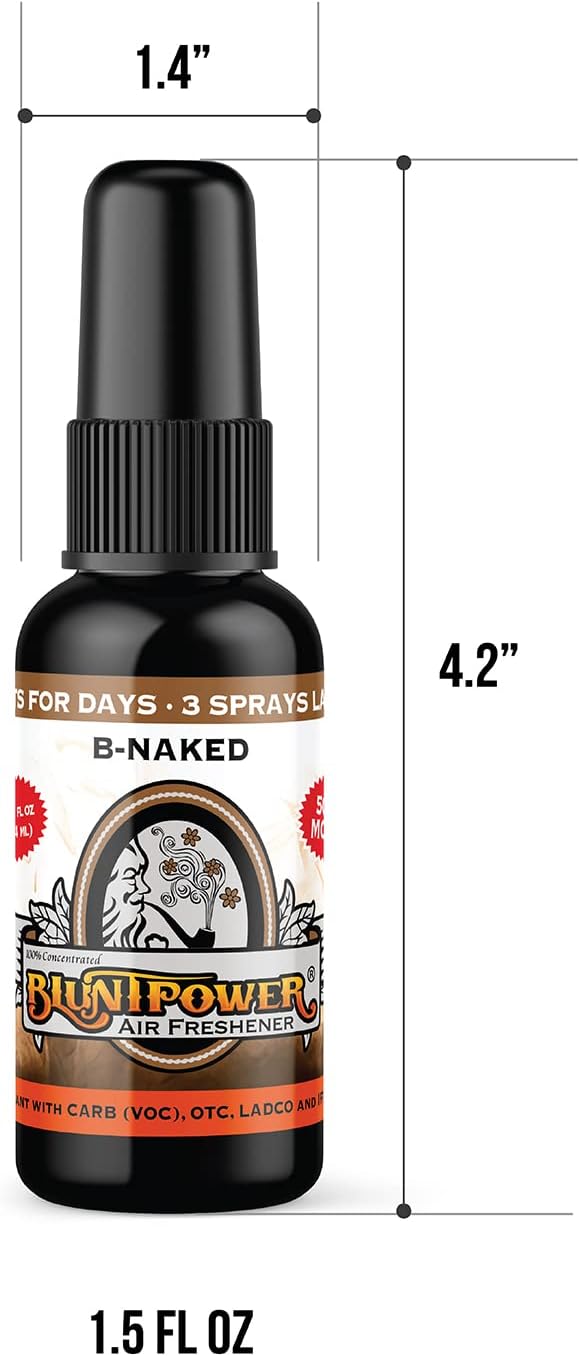 BluntPower (B-Naked, 1 Pack) Concentrated Air Freshener for Room and Car Spray - Oil-Based Diffuser Spray Bottle - Long-Lasti
