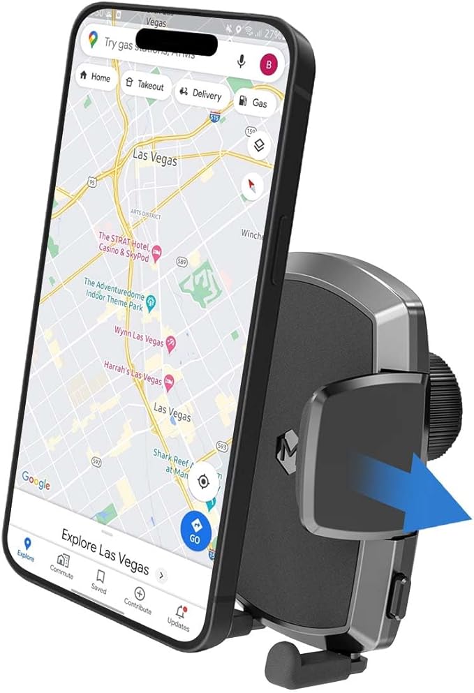Simple Cradle Dash Mount - Upgraded Hands-Free Car Phone Holder - Thick Case Friendly Phone Holder for Car - Mount for Dash - Compatible with iPhone & Android – Black
