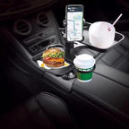 5 in 1 Car Cup Holder Expander with Phone Holder & 2 Food Table Tray & 2 Cup Holder for Drink/Snacks/Humburgers