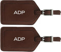 Personalized Monogrammed Leather Luggage Tags - 2 Pack