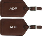 Personalized Monogrammed Leather Luggage Tags - 2 Pack