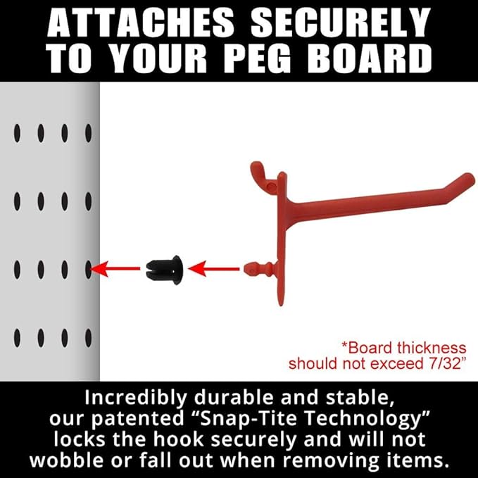 PegPro™ 2" Straight Hooks for 1/4" Pegboards - Secure Plastic Hooks for Your Wall Organizer - for Craft Storage, Garage, Kitc