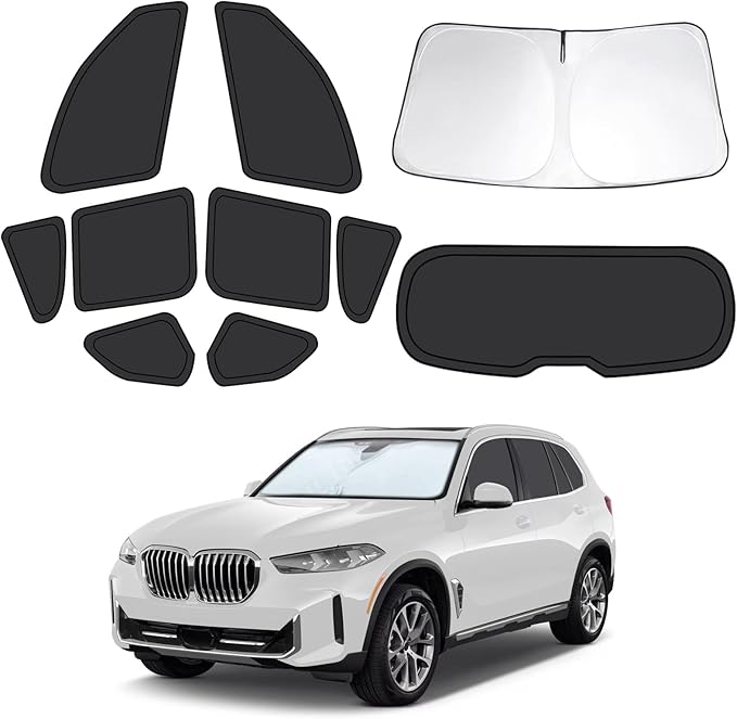 10pcs Car Window Shades for BMW X5 2019-2025, Full Car Window Covers for Privacy, Sunshades for X5 Front Rear Windshield Side Windows to Block UV and Protect Privacy