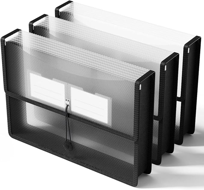 ThinkTex Plastic Expanding File Folders, Transparent Envelopes with Elastic Closure, No Dividers, Large Capacity, Fits Letter