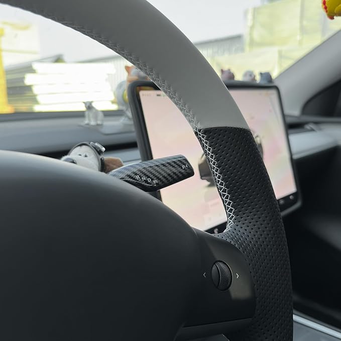 MEWANT Hand Stitched Steering Wheel Cover for Tesla Model 3 2017-2023 / Model Y 2020-2023 for Tesla Model 3/Y Accessories