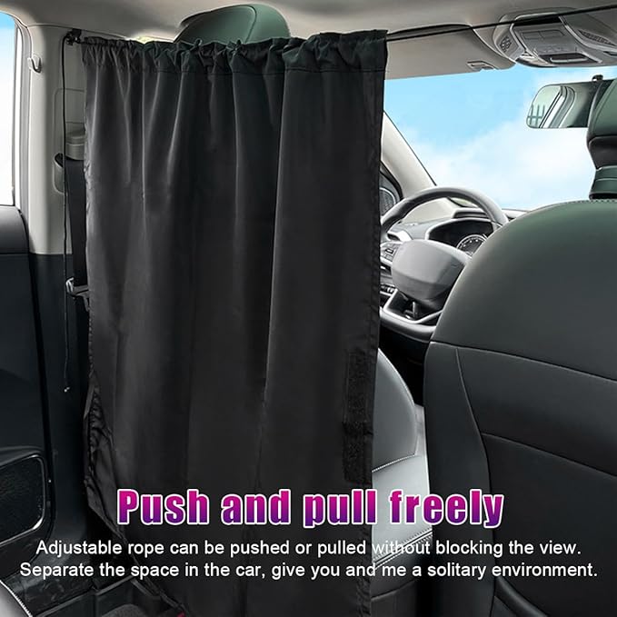 Car Divider Curtain, Automotive Privacy Blackout Divider Curtain for Sleeping & Camping, Removable Vehicle Sunshade Screen Blocks Heat, UV Rays, Universal Car Accessories
